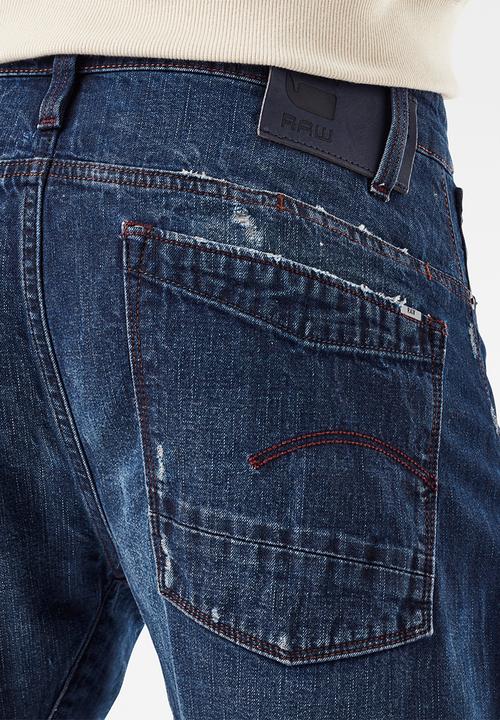 G-STAR - Scutar 3d slim tapered jeans - worn in taint destroyed