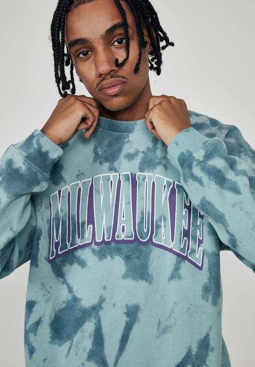 Factorie - Elite oversized crew - teal tie dye