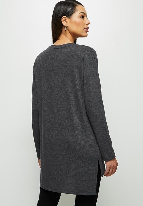 edit - Longline cut & sew top - charcoal