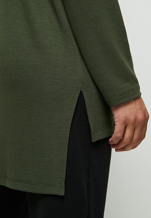 edit - Longline cut & sew top - khaki