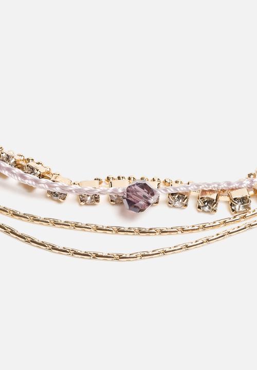 Orelia - Cupchain & Plait Multi Row Bracelets