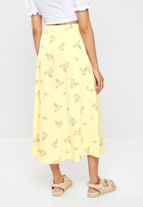 Glamorous - Button slit skirt - yellow