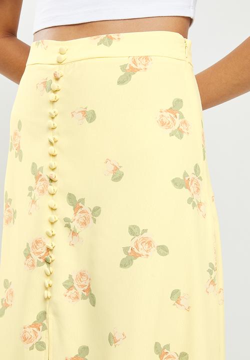 Glamorous - Button slit skirt - yellow