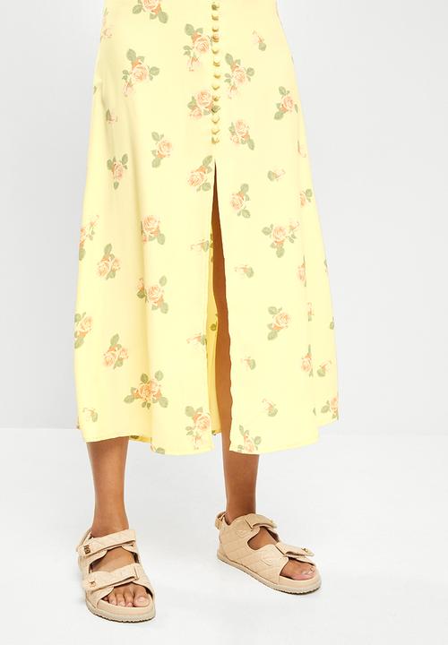 Glamorous - Button slit skirt - yellow
