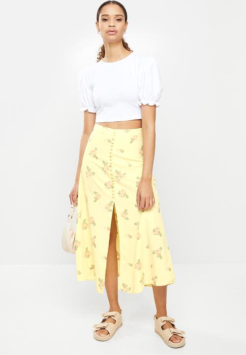 Glamorous - Button slit skirt - yellow