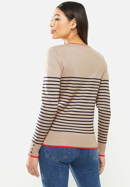 POLO - Elena breton stripe sweater - camel & orange