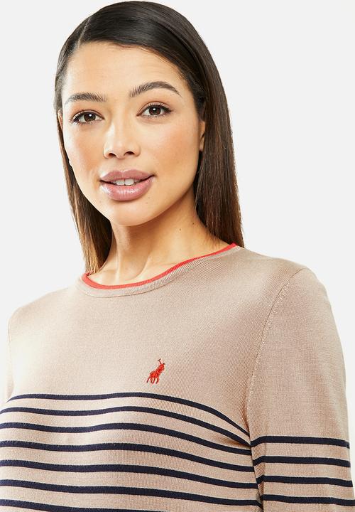 POLO - Elena breton stripe sweater - camel & orange