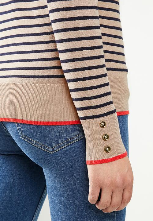 POLO - Elena breton stripe sweater - camel & orange