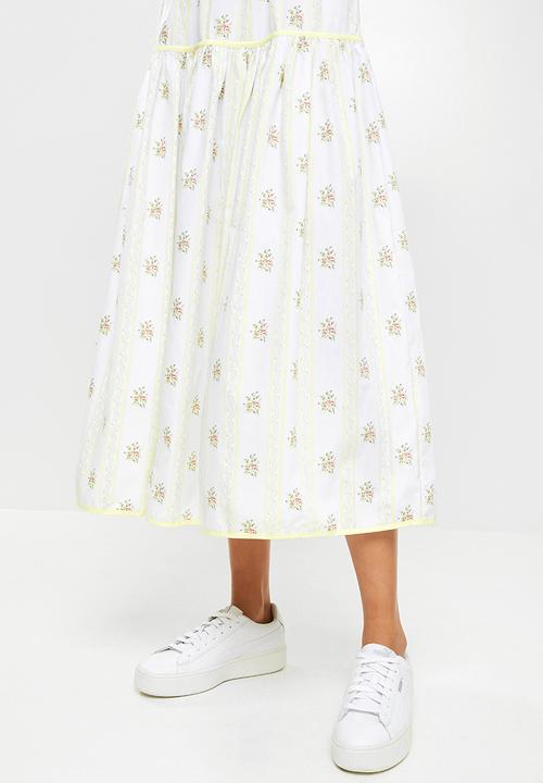 Glamorous - Puff sleeve floral dress - yellow stripe flower