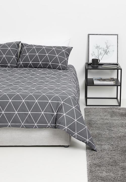 Sixth Floor - Ella printed polycotton duvet set – charcoal grey