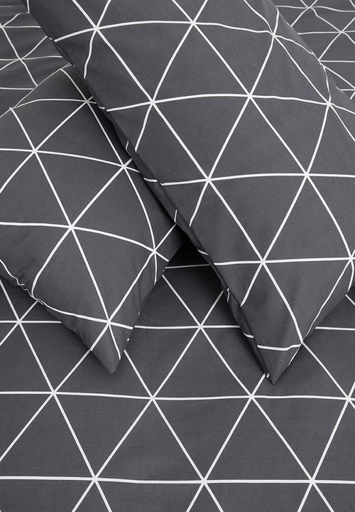 Sixth Floor - Ella printed polycotton duvet set – charcoal grey