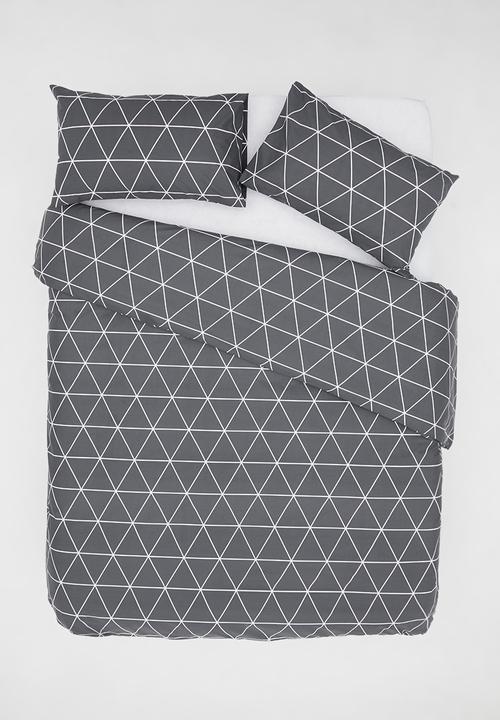 Sixth Floor - Ella printed polycotton duvet set – charcoal grey