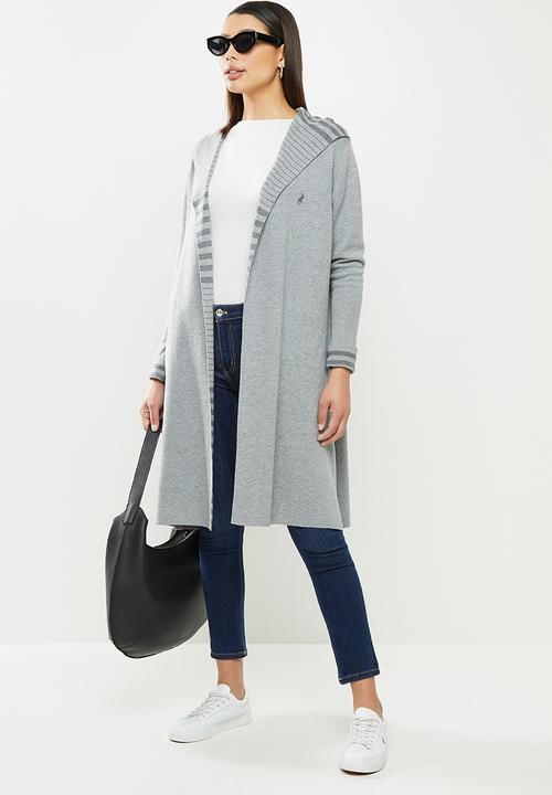 POLO - Delilah long sleeve lounge hoodie with stripe - grey 