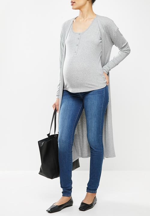 edit Maternity - Button down tank - grey