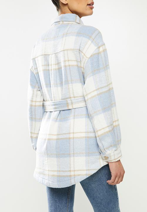 Cotton On - Maternity belted shacket - blue check