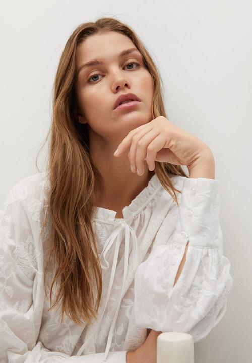 MANGO - Blouse borda - natural