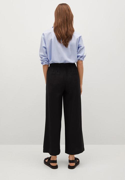 MANGO - Trousers bambu - black