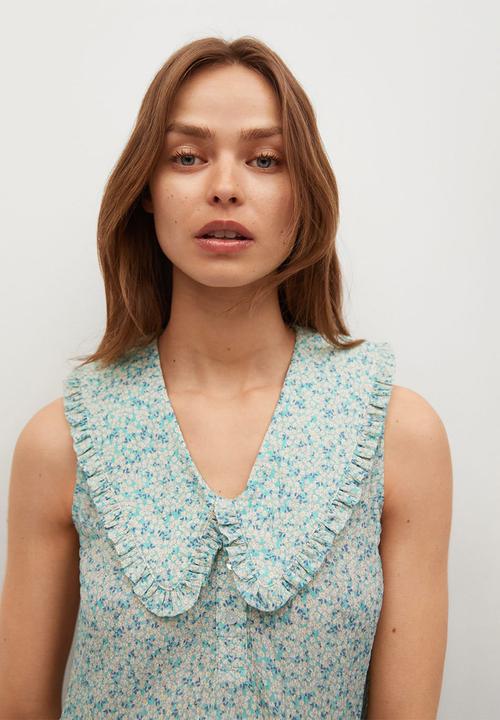 MANGO - Dress collar - green