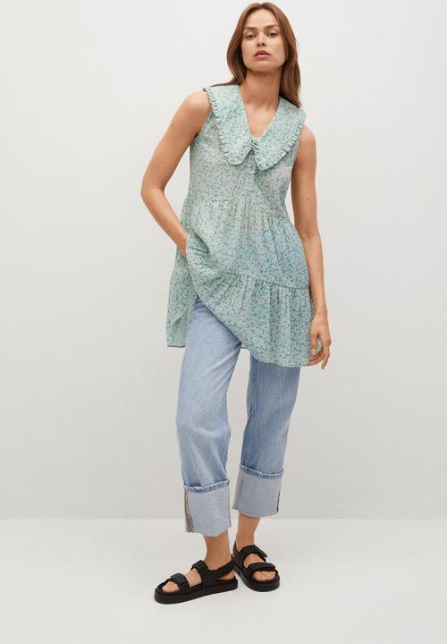 MANGO - Dress collar - green
