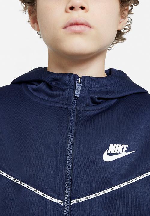 Nike - B nsw repeat pk fz hoodie - navy & white