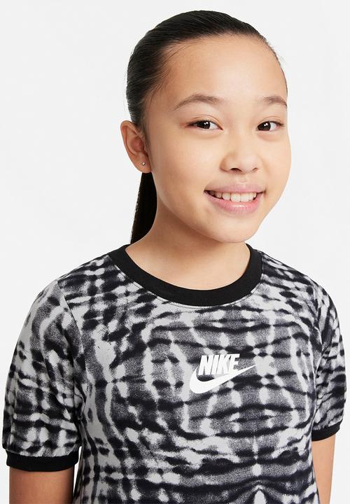 Nike - G nsw aop ss dress - black & white