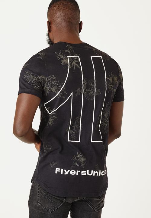 Flyersunion - Longline floral tee - black