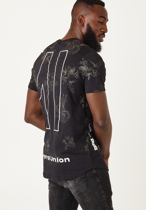 Flyersunion - Longline floral tee - black