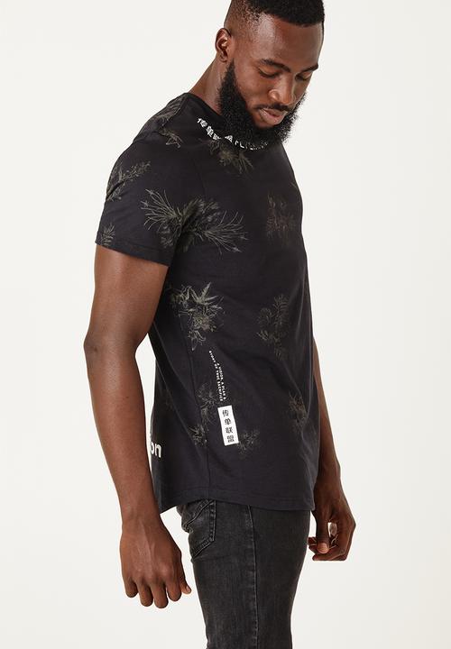 Flyersunion - Longline floral tee - black