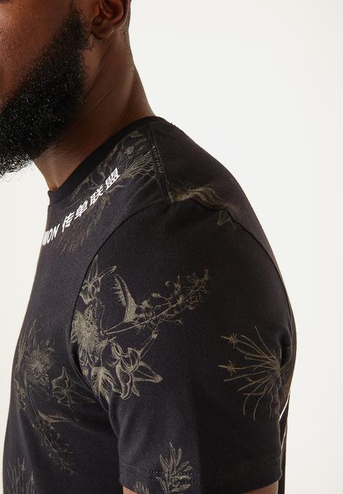 Flyersunion - Longline floral tee - black