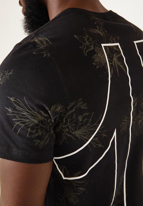 Flyersunion - Longline floral tee - black