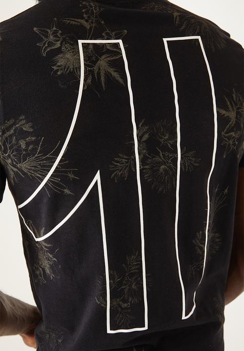 Flyersunion - Longline floral tee - black