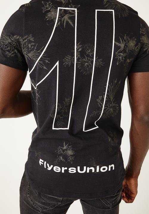 Flyersunion - Longline floral tee - black