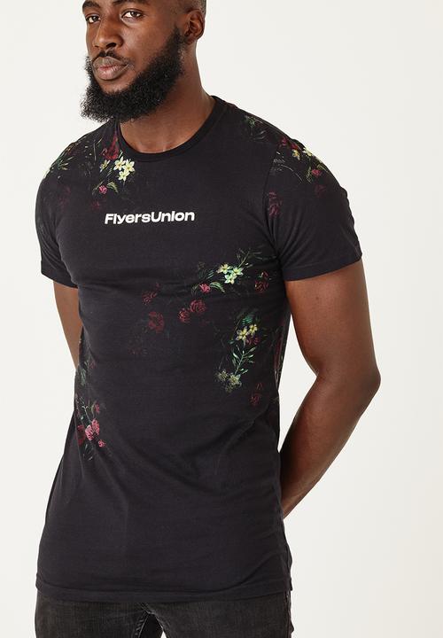 Flyersunion - Longline floral tee - black multi