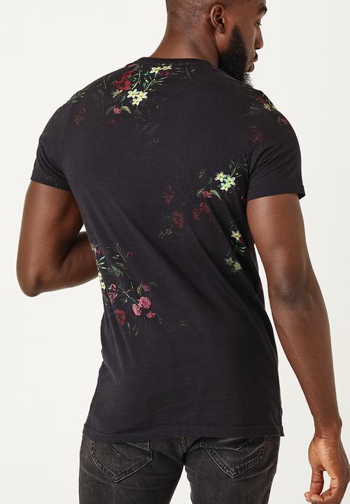 Flyersunion - Longline floral tee - black multi