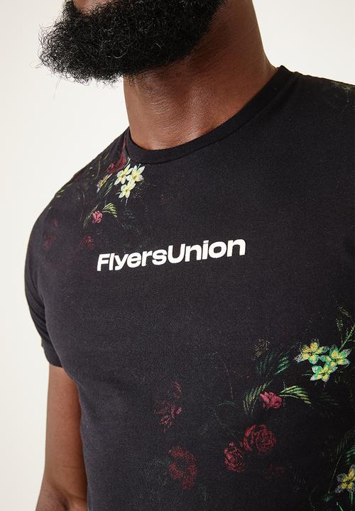 Flyersunion - Longline floral tee - black multi