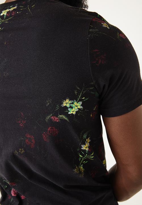 Flyersunion - Longline floral tee - black multi