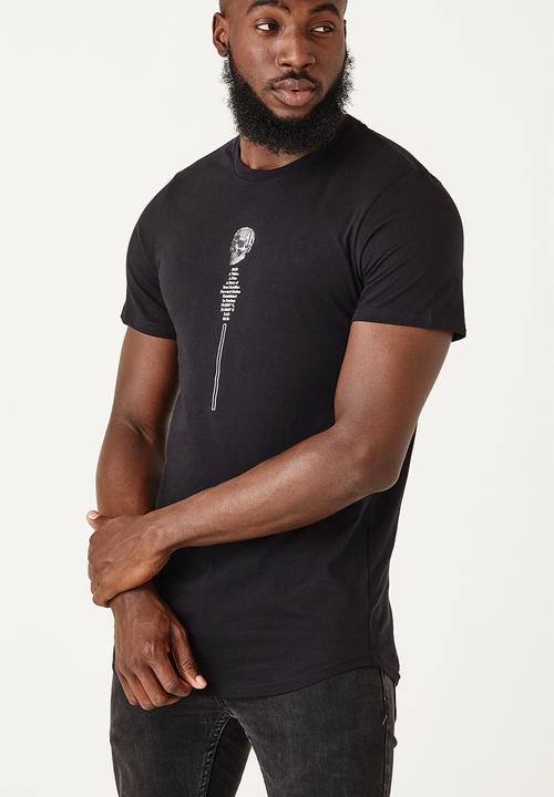 Flyersunion - Mens-longline skull tee - black