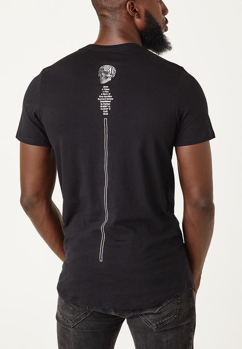 Flyersunion - Mens-longline skull tee - black