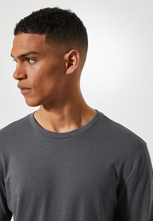 Superbalist - 2 Pack Nate long sleeve crew neck tee - dark grey & mid blue 