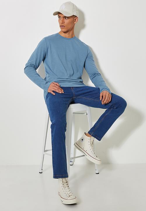 Superbalist - 2 Pack Nate long sleeve crew neck tee - dark grey & mid blue 