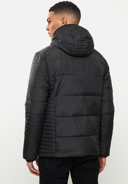 Aca joe zip thru hooded jacket - black