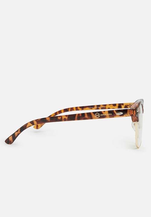 Sophie Moda - Anti-blue light classic half rim optical frame - brown & gold 