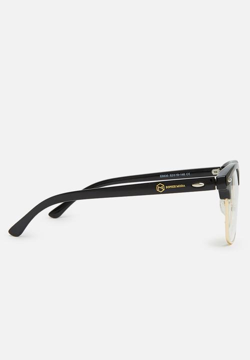 Sophie Moda - Anti-blue light classic half rim optical frame - black & gold