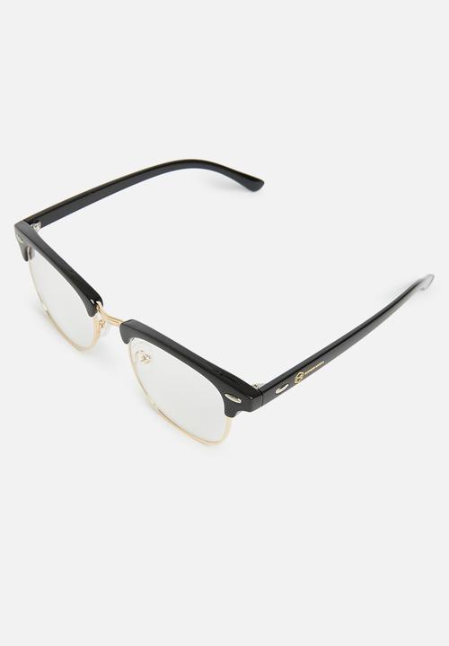 Sophie Moda - Anti-blue light classic half rim optical frame - black & gold