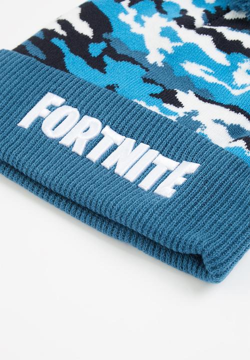 Rebel Republic - Fortnite camo beanie - blue & white 