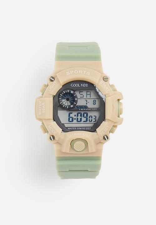 Cool Kids - Urban mid-size digital 50m wr watch - olive & sand