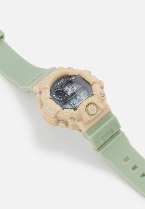 Cool Kids - Urban mid-size digital 50m wr watch - olive & sand
