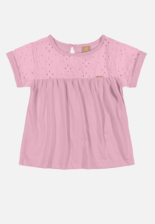 UP Baby - Blouse & denim skirt set - pink & blue