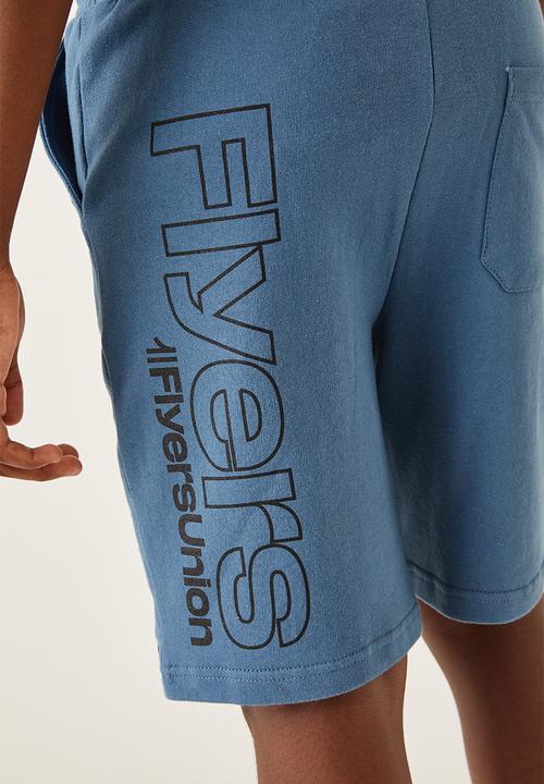 Flyersunion - Fleece knit short - denim blue