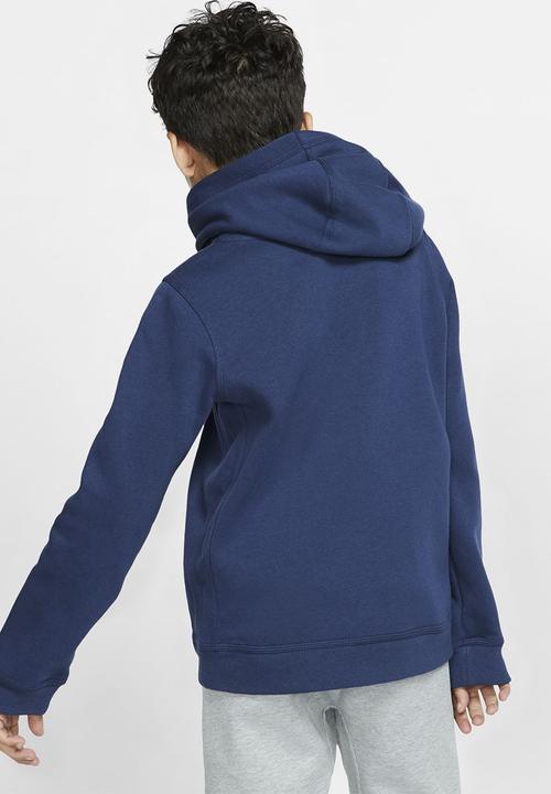 Nike - B nsw hoodie po club - mnnavy/white